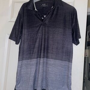 Hogan Black and Gray Striped Polo Shirt